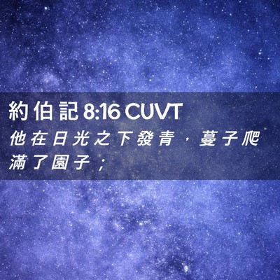 Picture 02 - 約 伯 記 8:16 CUVT - 他 在 日 光 之 下 發 青 ， 蔓 子 爬 - Bible Verse Picture