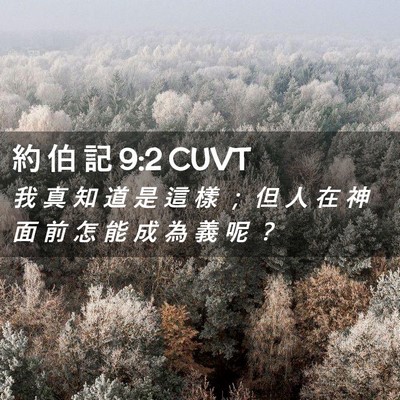 Picture 02 - 約 伯 記 9:2 CUVT - 我 真 知 道 是 這 樣 ； 但 人 在 神 - Bible Verse Picture