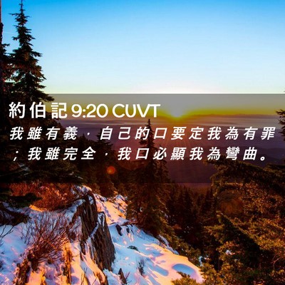 Picture 02 - 約 伯 記 9:20 CUVT - 我 雖 有 義 ， 自 己 的 口 要 定 我 - Bible Verse Picture