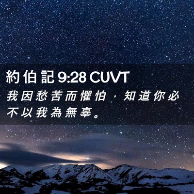 Picture 02 - 約 伯 記 9:28 CUVT - 我 因 愁 苦 而 懼 怕 ， 知 道 你 必 - Bible Verse Picture