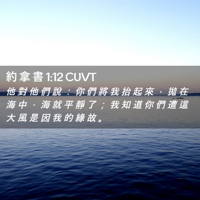 Picture 02 - 約 拿 書 1:12 CUVT - 他 對 他 們 說 ： 你 們 將 我 抬 起 - Bible Verse Picture