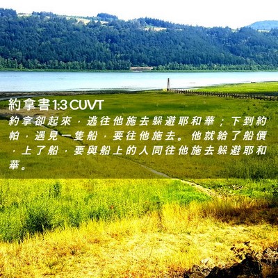 Picture 02 - 約 拿 書 1:3 CUVT - 約 拿 卻 起 來 ， 逃 往 他 施 去 躲 - Bible Verse Picture