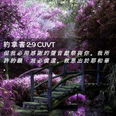 Picture 02 - 約 拿 書 2:9 CUVT - 但 我 必 用 感 謝 的 聲 音 獻 祭 與 - Bible Verse Picture
