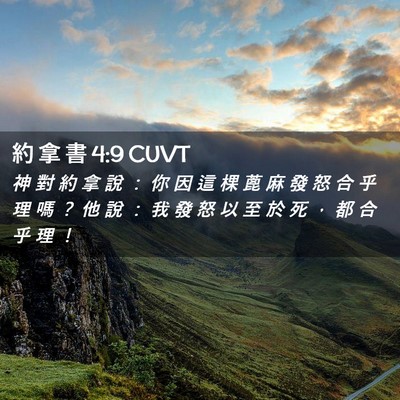 Picture 02 - 約 拿 書 4:9 CUVT - 神 對 約 拿 說 ： 你 因 這 棵 蓖 麻 - Bible Verse Picture