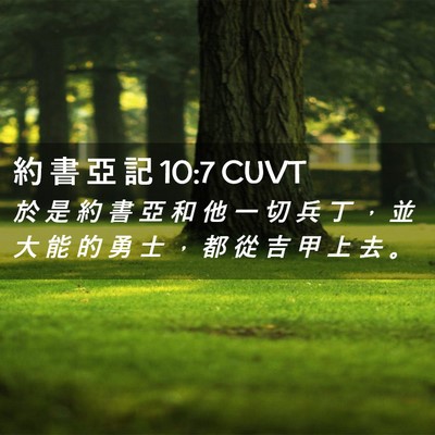 Picture 02 - 約 書 亞 記 10:7 CUVT - 於 是 約 書 亞 和 他 一 切 兵 丁 ， - Bible Verse Picture