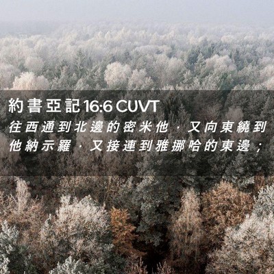 Picture 02 - 約 書 亞 記 16:6 CUVT - 往 西 通 到 北 邊 的 密 米 他 ， 又 - Bible Verse Picture