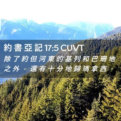 Picture 02 - 約 書 亞 記 17:5 CUVT - 除 了 約 但 河 東 的 基 列 和 巴 珊 - Bible Verse Picture