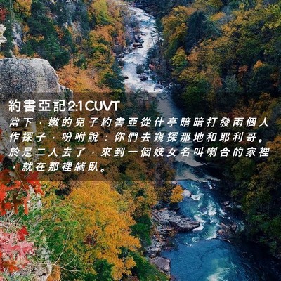 Picture 02 - 約 書 亞 記 2:1 CUVT - 當 下 ， 嫩 的 兒 子 約 書 亞 從 什 - Bible Verse Picture