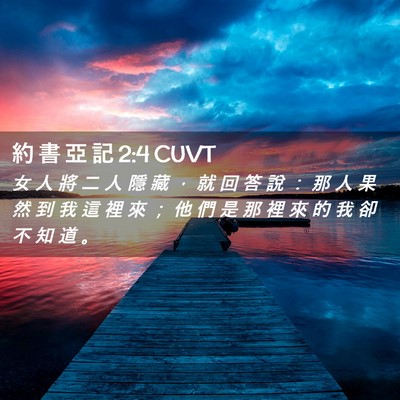 Picture 02 - 約 書 亞 記 2:4 CUVT - 女 人 將 二 人 隱 藏 ， 就 回 答 說 - Bible Verse Picture