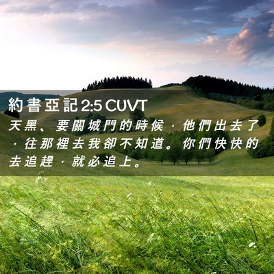 Picture 02 - 約 書 亞 記 2:5 CUVT - 天 黑 、 要 關 城 門 的 時 候 ， 他 - Bible Verse Picture
