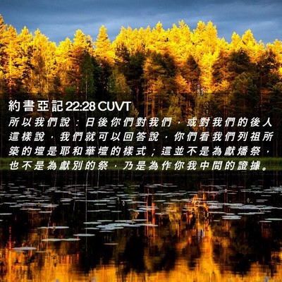 Picture 02 - 約 書 亞 記 22:28 CUVT - 所 以 我 們 說 ： 日 後 你 們 對 我 - Bible Verse Picture