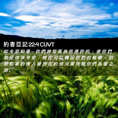 Picture 02 - 約 書 亞 記 22:4 CUVT - 如 今 耶 和 華 ─ 你 們 神 照 著 他 - Bible Verse Picture