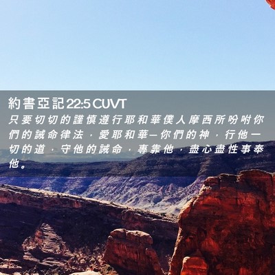 Picture 02 - 約 書 亞 記 22:5 CUVT - 只 要 切 切 的 謹 慎 遵 行 耶 和 華 - Bible Verse Picture