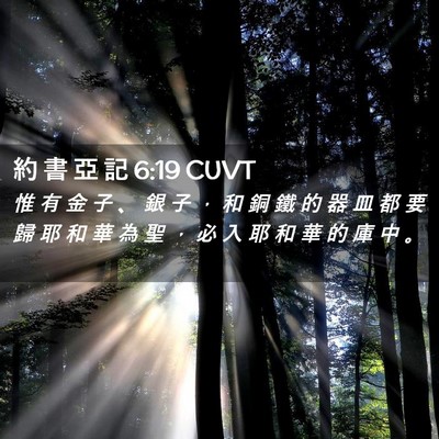 Picture 02 - 約 書 亞 記 6:19 CUVT - 惟 有 金 子 、 銀 子 ， 和 銅 鐵 的 - Bible Verse Picture