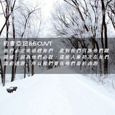 Picture 02 - 約 書 亞 記 8:6 CUVT - 他 們 必 出 來 追 趕 我 們 ， 直 到 - Bible Verse Picture