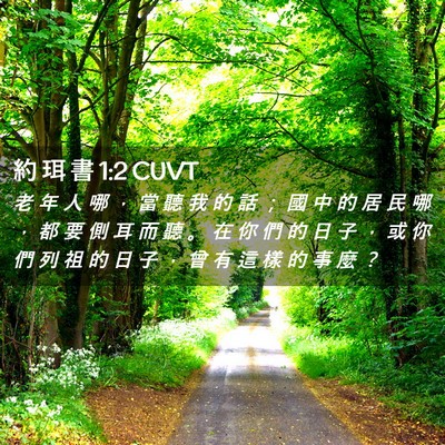 Picture 02 - 約 珥 書 1:2 CUVT - 老 年 人 哪 ， 當 聽 我 的 話 ； 國 - Bible Verse Picture
