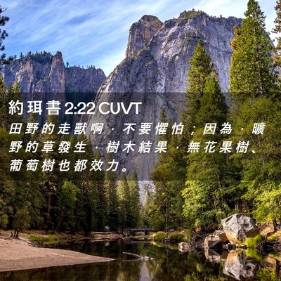 Picture 02 - 約 珥 書 2:22 CUVT - 田 野 的 走 獸 啊 ， 不 要 懼 怕 ； - Bible Verse Picture