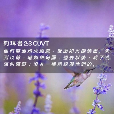 Picture 02 - 約 珥 書 2:3 CUVT - 他 們 前 面 如 火 燒 滅 ， 後 面 如 - Bible Verse Picture