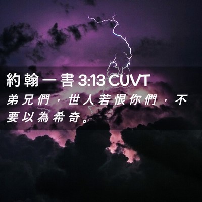 Picture 02 - 約 翰 一 書 3:13 CUVT - 弟 兄 們 ， 世 人 若 恨 你 們 ， 不 - Bible Verse Picture