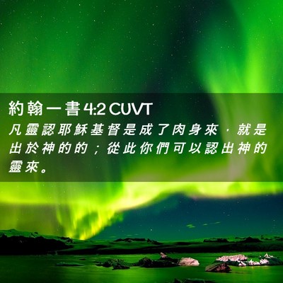 Picture 02 - 約 翰 一 書 4:2 CUVT - 凡 靈 認 耶 穌 基 督 是 成 了 肉 身 - Bible Verse Picture