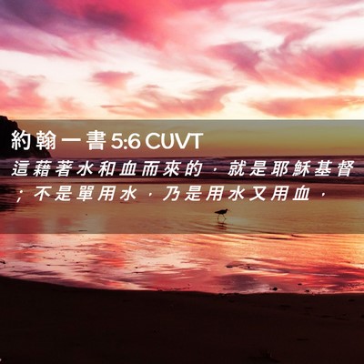 Picture 02 - 約 翰 一 書 5:6 CUVT - 這 藉 著 水 和 血 而 來 的 ， 就 是 - Bible Verse Picture