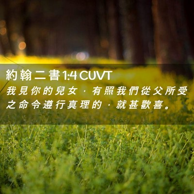 Picture 02 - 約 翰 二 書 1:4 CUVT - 我 見 你 的 兒 女 ， 有 照 我 們 從 - Bible Verse Picture