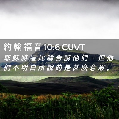 Picture 02 - 約 翰 福 音 10:6 CUVT - 耶 穌 將 這 比 喻 告 訴 他 們 ， 但 - Bible Verse Picture