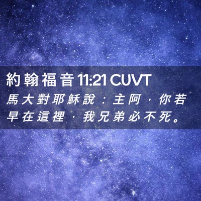 Picture 02 - 約 翰 福 音 11:21 CUVT - 馬 大 對 耶 穌 說 ： 主 阿 ， 你 若 - Bible Verse Picture