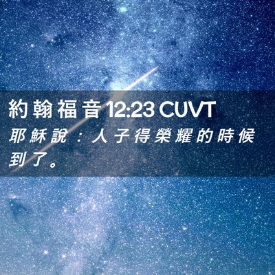 Picture 02 - 約 翰 福 音 12:23 CUVT - 耶 穌 說 ： 人 子 得 榮 耀 的 時 候 - Bible Verse Picture