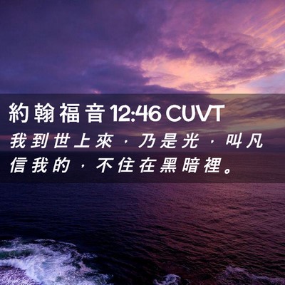 Picture 02 - 約 翰 福 音 12:46 CUVT - 我 到 世 上 來 ， 乃 是 光 ， 叫 凡 - Bible Verse Picture