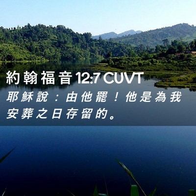 Picture 02 - 約 翰 福 音 12:7 CUVT - 耶 穌 說 ： 由 他 罷 ！ 他 是 為 我 - Bible Verse Picture