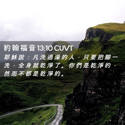 Picture 02 - 約 翰 福 音 13:10 CUVT - 耶 穌 說 ： 凡 洗 過 澡 的 人 ， 只 - Bible Verse Picture