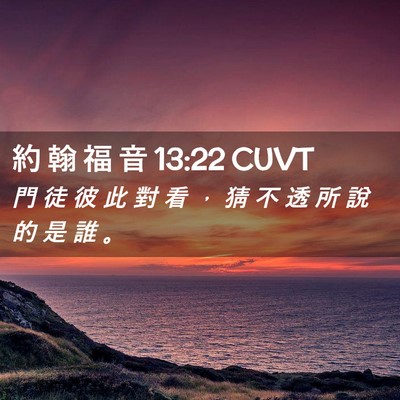 Picture 02 - 約 翰 福 音 13:22 CUVT - 門 徒 彼 此 對 看 ， 猜 不 透 所 說 - Bible Verse Picture