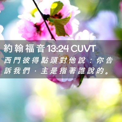 Picture 02 - 約 翰 福 音 13:24 CUVT - 西 門 彼 得 點 頭 對 他 說 ： 你 告 - Bible Verse Picture