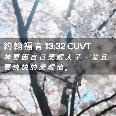 Picture 02 - 約 翰 福 音 13:32 CUVT - 神 要 因 自 己 榮 耀 人 子 ， 並 且 - Bible Verse Picture