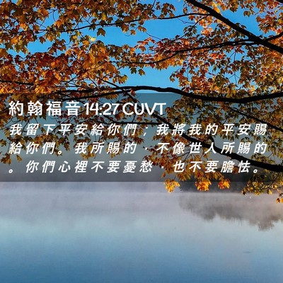 Picture 02 - 約 翰 福 音 14:27 CUVT - 我 留 下 平 安 給 你 們 ； 我 將 我 - Bible Verse Picture