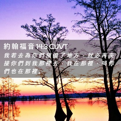 Picture 02 - 約 翰 福 音 14:3 CUVT - 我 若 去 為 你 們 預 備 了 地 方 ， - Bible Verse Picture