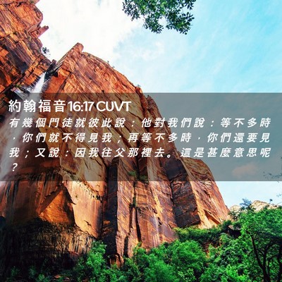 Picture 02 - 約 翰 福 音 16:17 CUVT - 有 幾 個 門 徒 就 彼 此 說 ： 他 對 - Bible Verse Picture