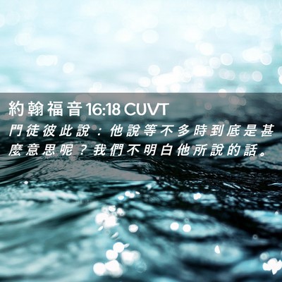 Picture 02 - 約 翰 福 音 16:18 CUVT - 門 徒 彼 此 說 ： 他 說 等 不 多 時 - Bible Verse Picture