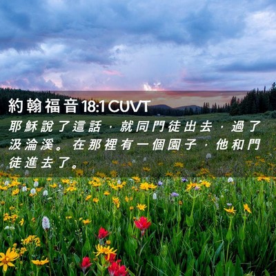 Picture 02 - 約 翰 福 音 18:1 CUVT - 耶 穌 說 了 這 話 ， 就 同 門 徒 出 - Bible Verse Picture