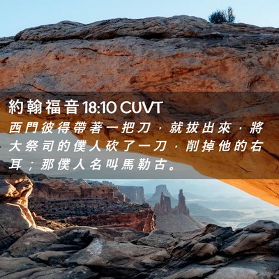 Picture 02 - 約 翰 福 音 18:10 CUVT - 西 門 彼 得 帶 著 一 把 刀 ， 就 拔 - Bible Verse Picture