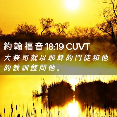 Picture 02 - 約 翰 福 音 18:19 CUVT - 大 祭 司 就 以 耶 穌 的 門 徒 和 他 - Bible Verse Picture