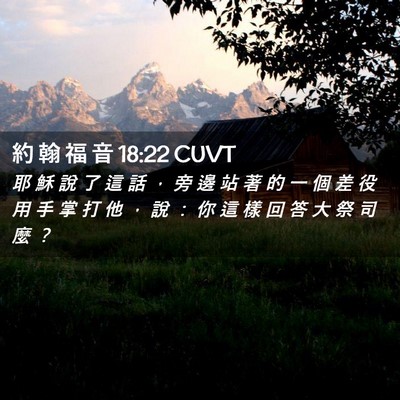 Picture 02 - 約 翰 福 音 18:22 CUVT - 耶 穌 說 了 這 話 ， 旁 邊 站 著 的 - Bible Verse Picture