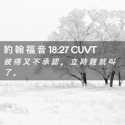 Picture 02 - 約 翰 福 音 18:27 CUVT - 彼 得 又 不 承 認 。 立 時 雞 就 叫 - Bible Verse Picture