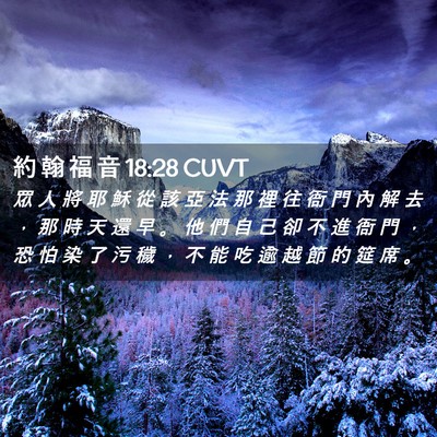 Picture 02 - 約 翰 福 音 18:28 CUVT - 眾 人 將 耶 穌 從 該 亞 法 那 裡 往 - Bible Verse Picture