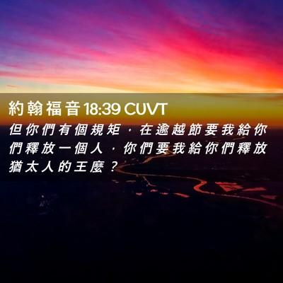 Picture 02 - 約 翰 福 音 18:39 CUVT - 但 你 們 有 個 規 矩 ， 在 逾 越 節 - Bible Verse Picture