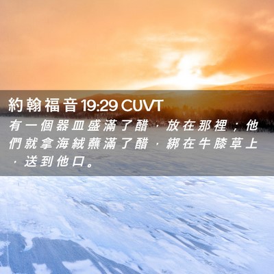 Picture 02 - 約 翰 福 音 19:29 CUVT - 有 一 個 器 皿 盛 滿 了 醋 ， 放 在 - Bible Verse Picture