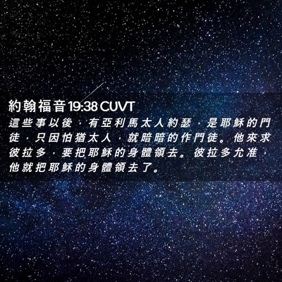 Picture 02 - 約 翰 福 音 19:38 CUVT - 這 些 事 以 後 ， 有 亞 利 馬 太 人 - Bible Verse Picture