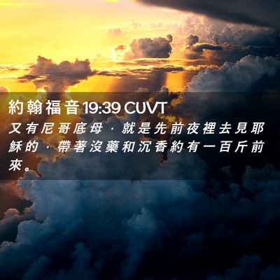 Picture 02 - 約 翰 福 音 19:39 CUVT - 又 有 尼 哥 底 母 ， 就 是 先 前 夜 - Bible Verse Picture