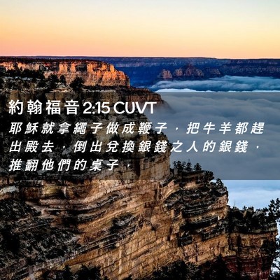 Picture 02 - 約 翰 福 音 2:15 CUVT - 耶 穌 就 拿 繩 子 做 成 鞭 子 ， 把 - Bible Verse Picture